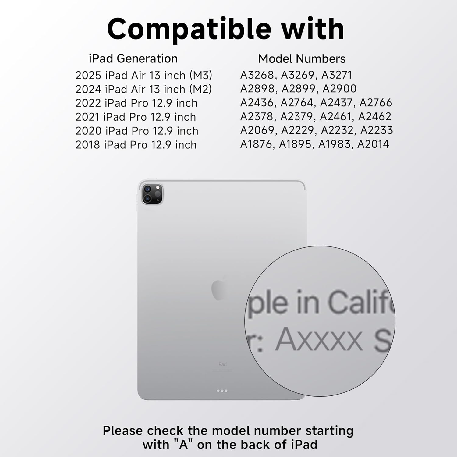 Keyboard Case for 12.9 inch iPad Pro 6/5/4/3rd Gen & 13 inch iPad Air (2025 M3, 2024 M2) Wireless Keyboard with Trackpad 7 Color Backlit, Transparent Protective Cover with Pencil Holder (White)