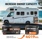 4 PCS Bluetooth 12V 314Ah LiFePO4 Lithium Battery MINI, Max. 4190Wh Energy, EV A+ Cells, Built-in 100A BMS, 15000 Deep Cycles Battery with Low-Temp Protection for RVs, Solar System, Off-Grid