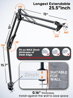 Overhead Camera Mount, 5lb Horizontal Load-Bearing, 360° Adjustable Stand for Desk, Flexible with Phone Clamp, Tabletop Mount for DSLR Camera/Webcam/Microphone