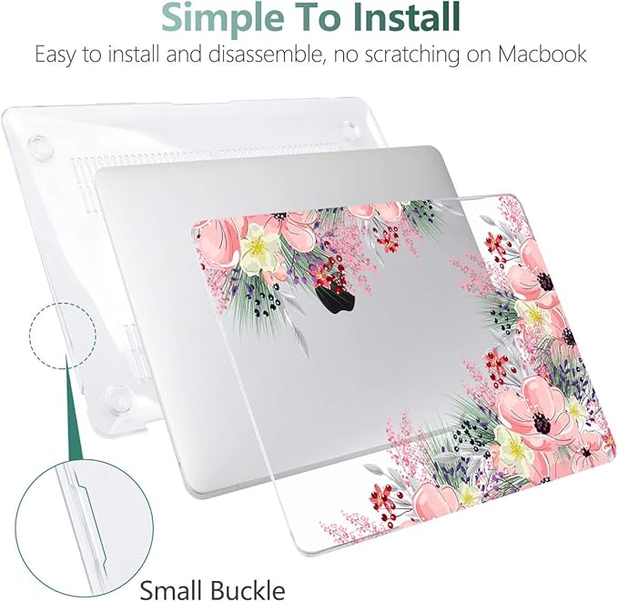 Laptop Case for MacBook Air 13 2020 2019 2018 with Touch ID & Retina Display Floral Series Hard Shell with Keyboard Cover Screen Protector for New Mac Air 13.3 inch A2337 A2179 A1932, Beautiful Floral