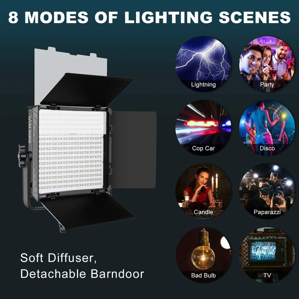 GVM RGB Video Lights with APP Control, 50W Full Color Studio Video Lighting Kit, Led Video Lights for YouTube Photography Lighting, 3 Packs Led Light Panel, Aluminum Alloy Shell, 3200K-5600K