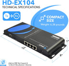 OREI 1x4 HDMI Extender Splitter Over Single Cable CAT6/7 1080P With IR Remote EDID Management - Up to 400 Ft - Loop Out - Low Latency Black