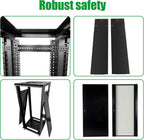 27U Server Cabinet Rack Enclosure,with Caster Wheels 2 Server Temperature Fans Locking Glass Door Removable Side Panels 27U Network Cabinet 22" Installation Depth,Standard 19" Equipment
