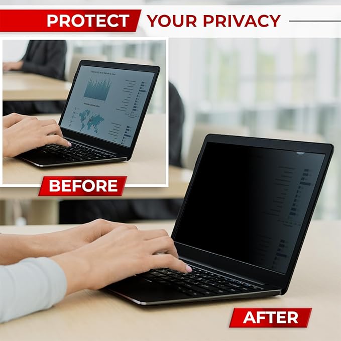 15.6 Inch 16:9 Laptop Privacy Screen Filter - Computer Monitor Privacy Shield and Anti-Glare Protector