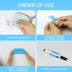 12 Pack Pen Holder for Desk, Silicone Pencil Holder with 12 Extra Adhesive Stickers, Adhesive Pen Holder & Marker Clip for Classroom Office Desk or Any Surface, Teacher Accessories Supplies (Blue)