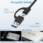 WAVLINK USB C and USB 3.0 to Dual 4K DisplayPort/HDMI Adapter, Displaylink Monitor Splitter Extended Display for Dual Monitor 4K@60Hz, HDMI/DP Splitter Compatible with Mac M1-M4,Window Laptop-Silver