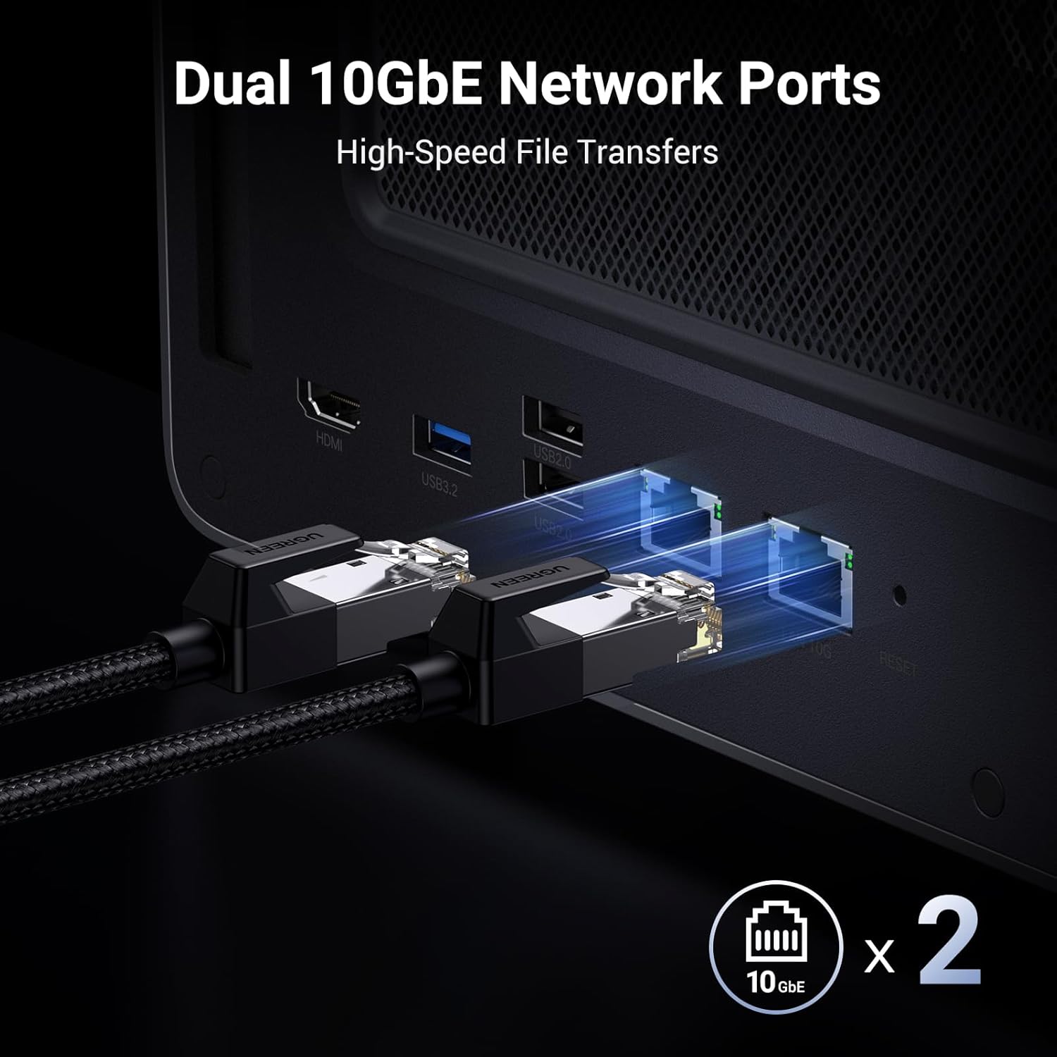 UGREEN NASync DXP8800 Plus 8-Bay Desktop NAS, Intel i5 1235u 10-Core CPU, 8GB DDR5 RAM, 128G SSD, 2X 10GbE, 2X M.2 NVMe Slots, 8K HDMI, 2X TBT4, Network Attached Storage (Diskless)