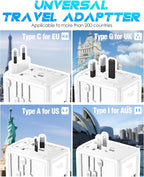 Universal Travel Adapter 35W PD Fast Charging Offers 3X2.4A USB-A Ports, 2X USB-C Ports and Multi AC Outlet, International Plug Converter Worldwide Travel Charger All in One for EU US UK AUS