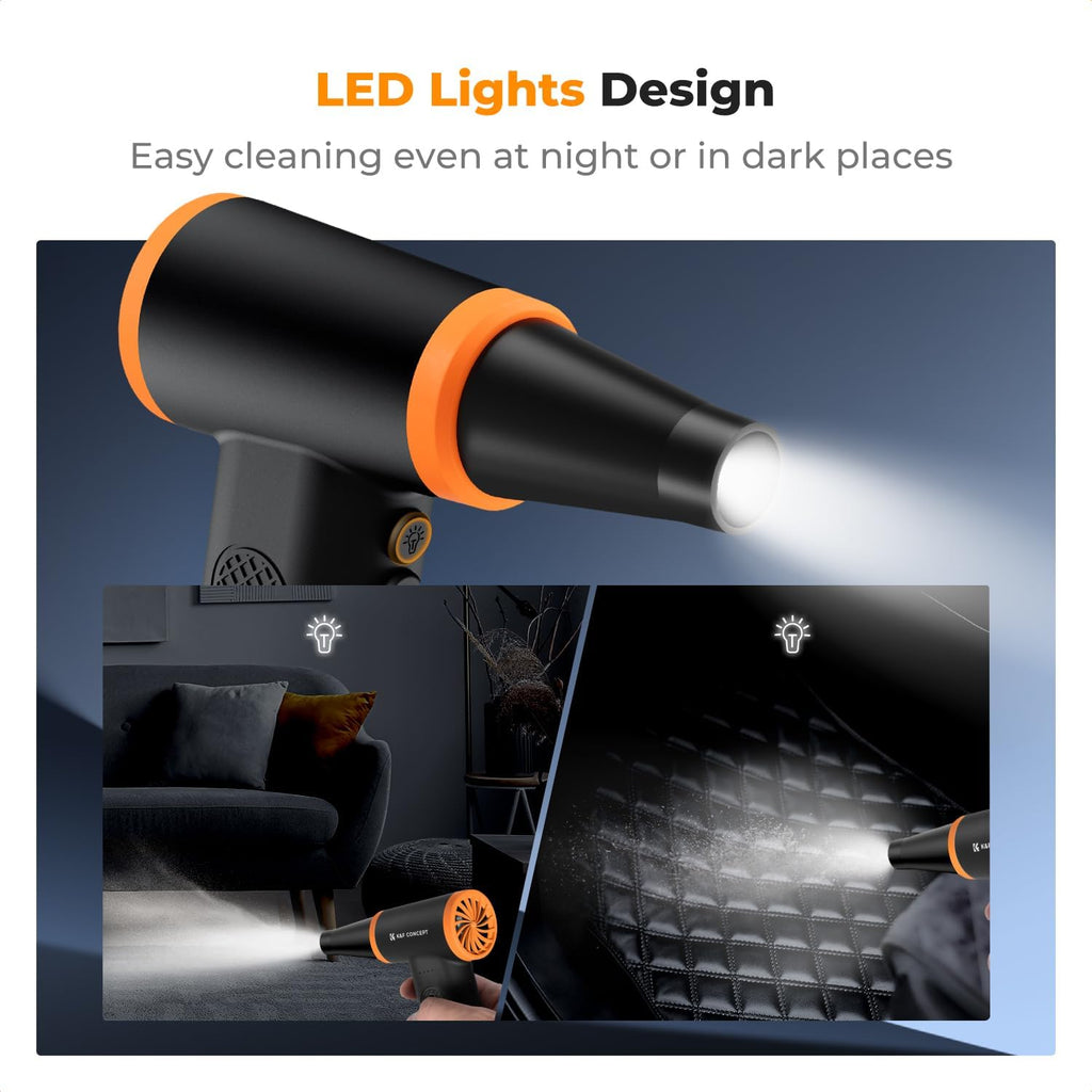 K&F CONCEPT Brushless Compressed Air Duster, 3 Gear Adjustable, 120000 RPM Super Power,Rechargeable&Portable, with Fast Charging, for Deep Computer Clean, Keyboard, Car Dry, Home