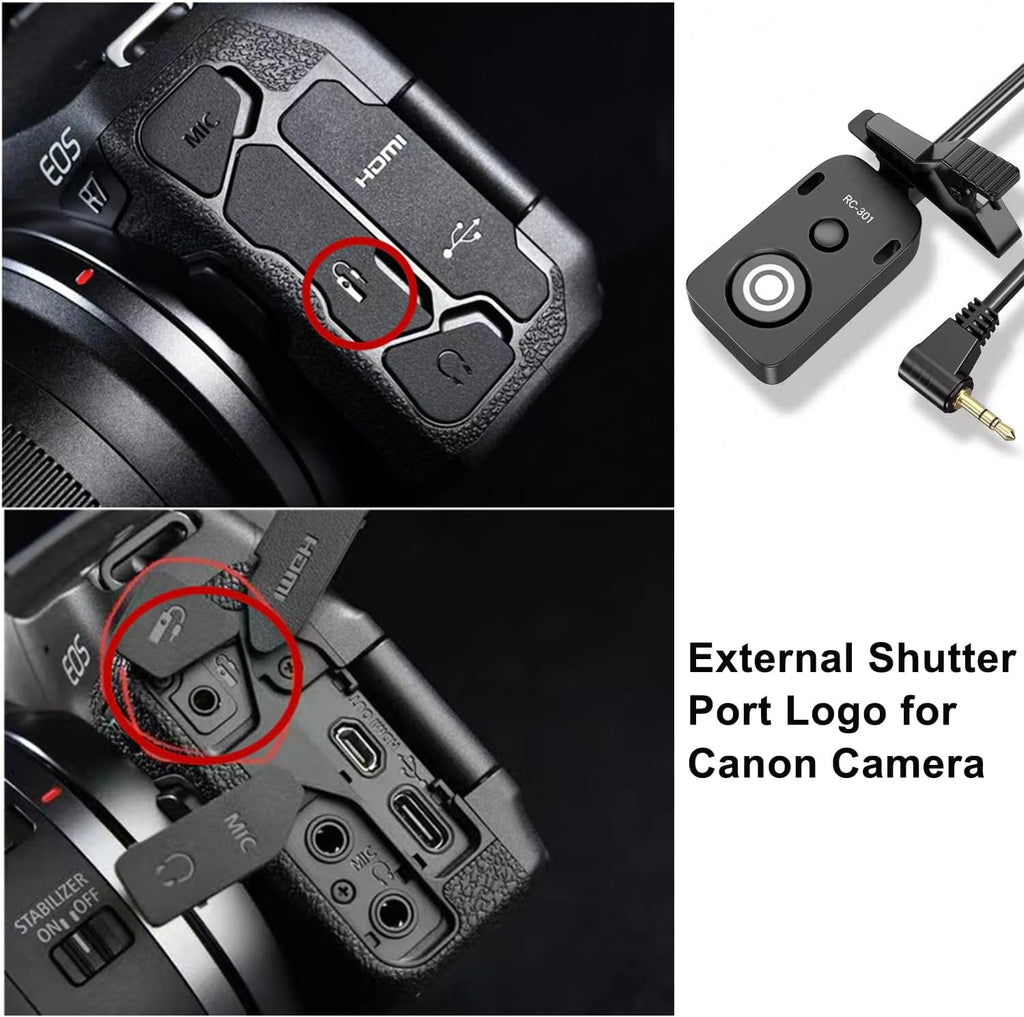 for Canon/Fuji RC301-2.5mm Remote Camera Small Shutter Release Remote Control 196.8 "Extended Cable R50V R100 R6 R8 R10 80D XT2/3/4/5 XH2S GFX100/S GFX50/S/II (RC301-2.5/E3 196.8in/5m)