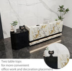 Front Desk Reception Counter - Lockable Storage & Keyboard Tray | Reception Desk with Counter, Customizable Large Counter Table (Grey+White, 108'')