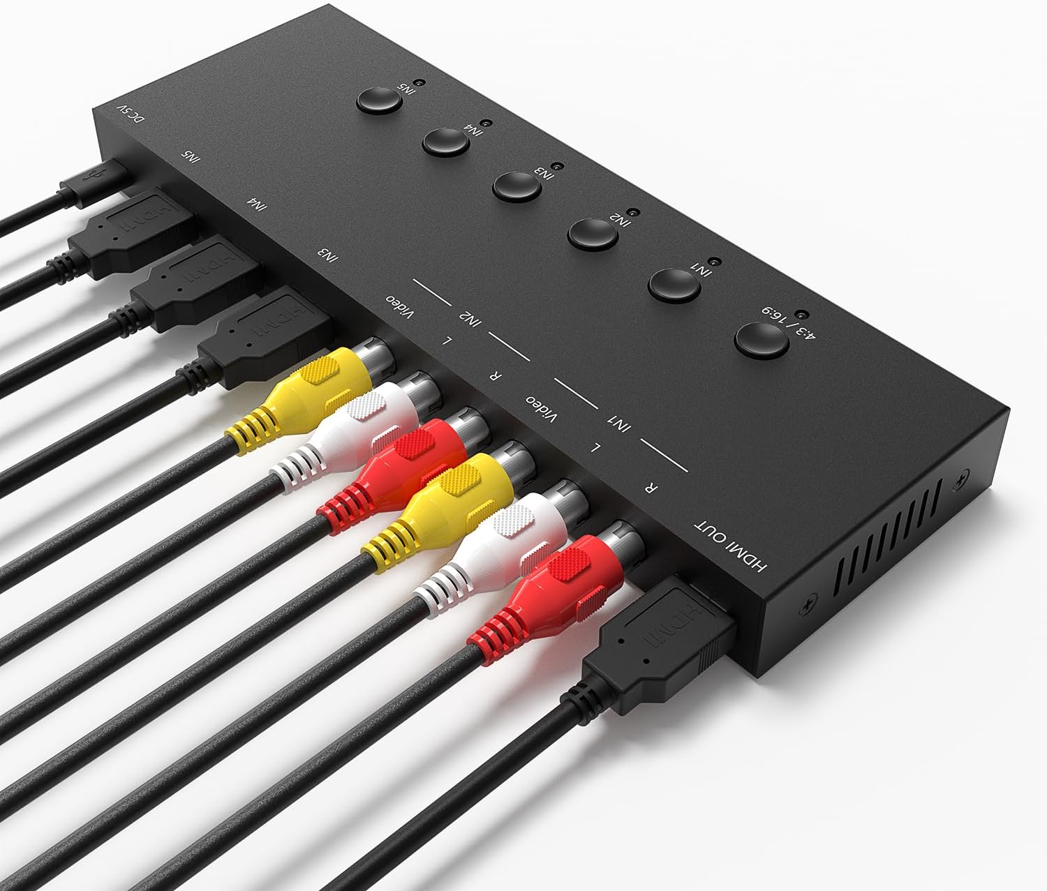 Y.D.F 3 Way HDMI 2.0 Switcher + 2 RCA to HDMI Converter(2 in 1) 2 Way AV Composite CVBS Switch to HDMI Adapter Support 4:3/16:9 Switching for N64 NGC Wii Xbox PS2/3/4/5 Xbox Series/ONE Switch