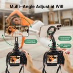 elitehood Aluminum Magnetic Camera Phone Mount with 360° Rotatable Cold Shoe Base, MagSafe iPhone Tripod Mount Adapter with 1/4” Screw & Hot Shoe, 180° Tilt Cell Phone Holder for Tripod Attachment