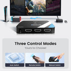 NEWCARE HDMI Switch 3 in 1 Out, 4K@60Hz HDMI Splitter with Remote, HDMI Switcher Support HDCP2.2 Dolby HDR10+ VRR 3D, Compatible with TV PS5/4 Xbox Laptops PC Projector Blu-ray Player