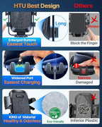 HTU Upgraded Strongest Suction Car Phone Holder Bendable Arm, Never Block View Rotatable Cellphone Mount for Dashboard Windshield Vent, Cradle Stand for iPhone 16 15 14 13 12 Pro Max (Black)