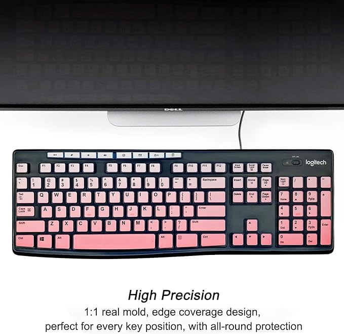 Keyboard Cover Silicone for Logitech K200 K260 K270, Keyboard Cover for Logitech K200 K260 K270 Ergonomic Wireless Keyboards, MK200 MK260 Keyboard Skin Waterproof Dustproof (Gradient Pink)