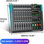 Depusheng MX8 8 Channel Sound Mixer Audio Mixing Console 48V 256DSP Professional USB PC Play Record Podcast Live Broadcast (US MX8)