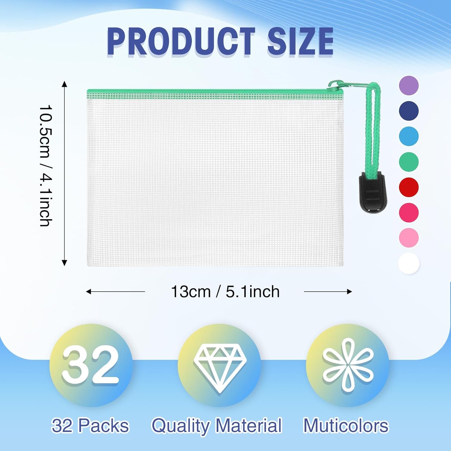 Jetec 32 Pcs Mesh Zipper Bags Toy Storage Bikini Organizer Bag Bolsas Para Guardar Trajes De Baño Waterproof Zipper Reusable Pouch Puzzle Multipurpose for Storage Office(Classic Color,5.1 x 4.1 Inch)