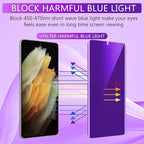 [2+2 Pack] Lesakit Anti-Blue Light Privacy Screen Protector for Samsung Galaxy S21 Ultra 6.8 inch with 2 Pack Camera Lens Protector, [Support Fingerprint ID] Anti Spy TPU Flexible Screen Protector- Purple