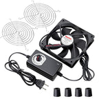 Wathai 120mm x 25mm AC Powered Computer Fan with AC Plug 110V 120V 220V 240V Variable Speed Controller 3V to 12V, for Biltong Box Greenhouse Receiver Amplifier Xbox DVR PlayStation Component Cooling