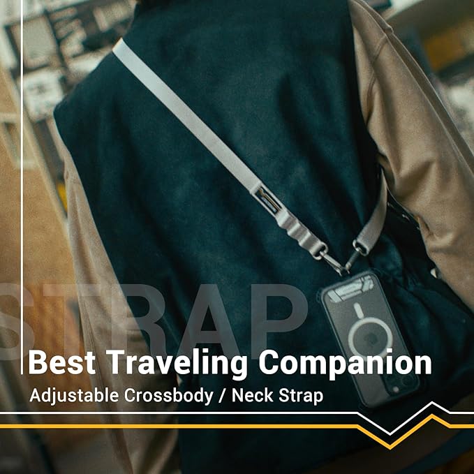 MAGEASY Universal Cell Phone Lanyard Crossbody - Anti-Theft Crossbody Phone Strap for iPhone 16 Pro Max & Most Smartphones, for Men & Women | 20mm (Concrete Gray)