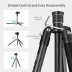 Carbon Fiber Camera Tripod, 62" Professional Video Tripod for Camera with 360° Ball Head, 1/4" Arca QR Plate, Compact Lightweight Travel Monopod for DSLR/Smartphone, Max Load 17.6 lbs/8kg
