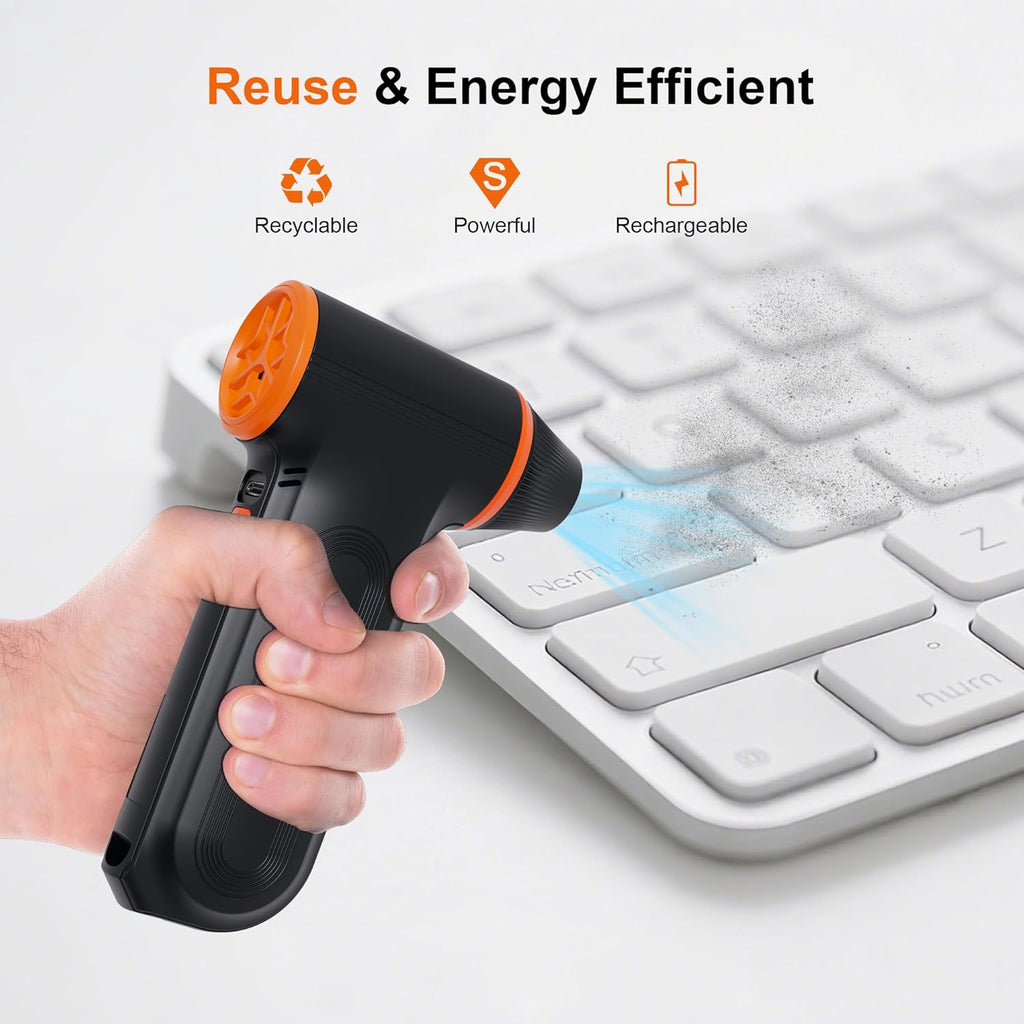 X117 Compressed Air Duster-150000RPM Super Power Electric Air Duster, 3-Gear Adjustable Mini Blower with Fast Charging, Dust Blower for Computer, Keyboard, House, Outdoor and Car