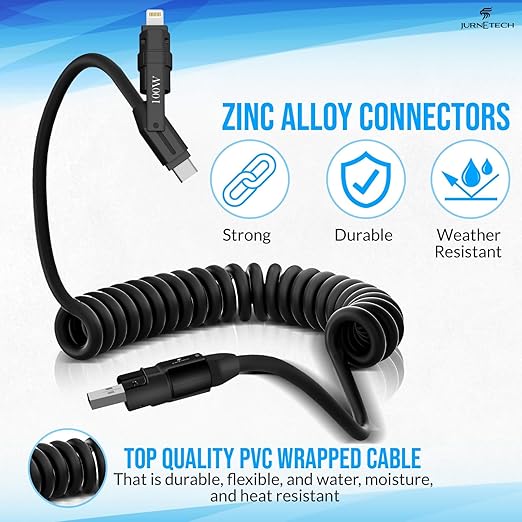 100W Multi Charging Cable - 6-in-1 Universal Fast Charging Cable with Zinc Alloy Connectors & PU Cable, Adjustable Length 120cm | C to C, USB to Type-C, Lightning, Micro - MFI Certified
