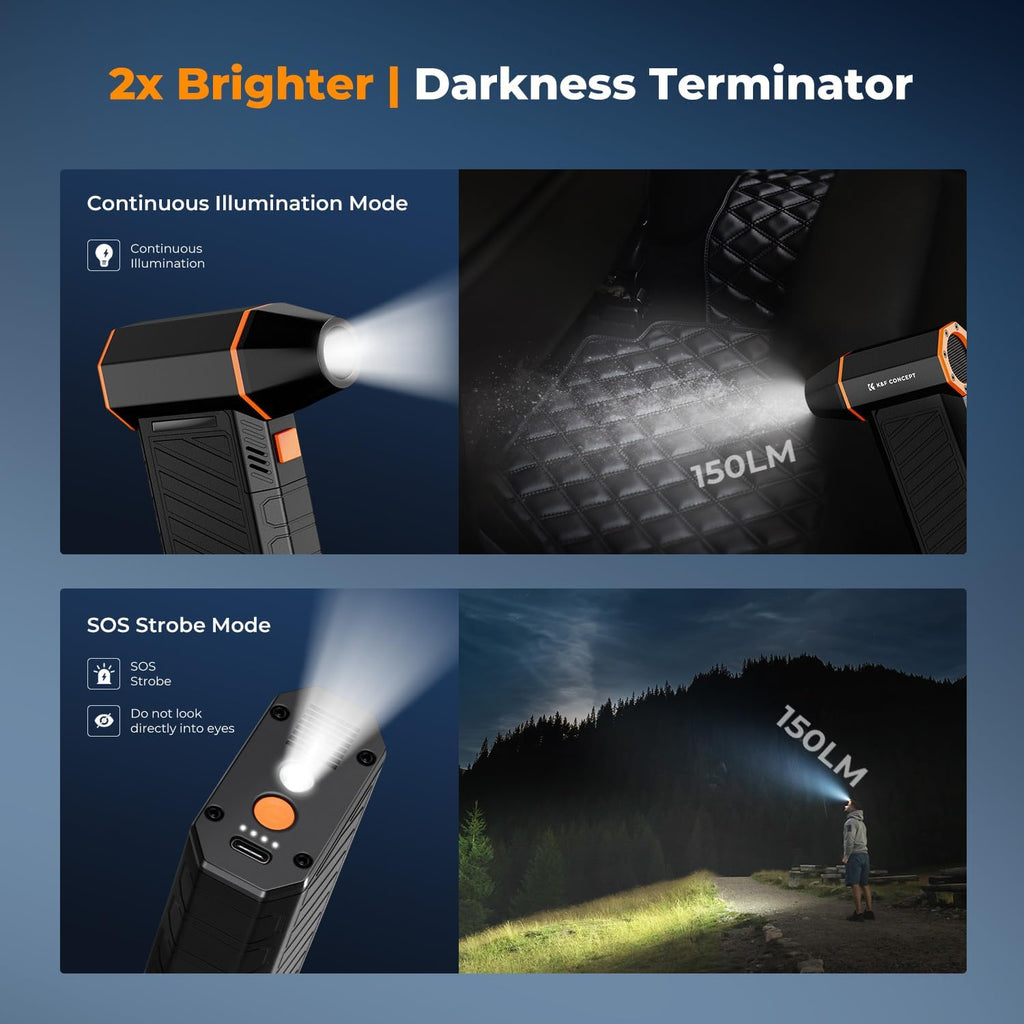 K&F CONCEPT 2025NEW Magnetic Compressed Air Duster, Electric Air Duster|300000RPM|3 Gear Adjustable|Super Wind Power|Rechargeable Brushless Motor|for Computer, Keyboard, Car, Home,Outdoor Cleaning