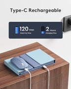 Foldable Keyboard and Mouse, Samsers Folding Bluetooth Keyboard Combo, 2.4G + BT5.0 x 2, Full-Size Portable Travel Keyboard & Rechargeable Wireless Mouse for Windows Android iOS Mac OS, Blue