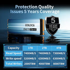 2TB SSD NVMe M.2 2280 PCIe Gen4 x4 Internal Solid State Drive - Up to 7400MB/s, 2TB SSD PS5 Dynamic SLC Cache, PS5 Compatible for Gaming PC Laptop(EN870)