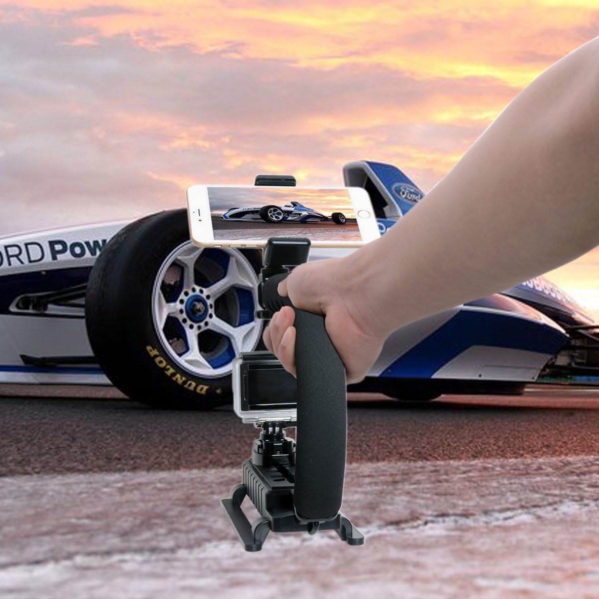 Fantaseal 4in1 DSLR/Mirrorless/Action Camera +Camcorder +Smartphone Stabilizer Holder We-Media YouTube Vlog Low Position Video Rig Mount Fit for GoPro Sony DJI OSMO Action Nikon Canon iPhone Samsung