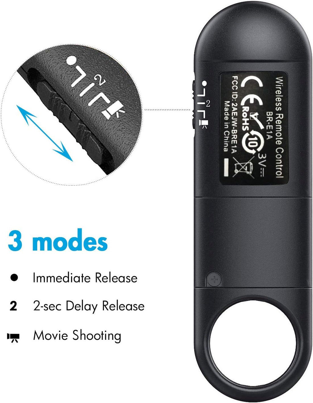 Wireless Camera Remote Shutter Release for Canon R3/ R7/ R10/ M50/ EOS M6 Mark II/R/RP /90D /6D Mark II /R5/ R6 /800D /850D /250D/Rebel SL2 /T7i /G5 X Mark II /G7 X Mark III, Replace Canon BR-E1