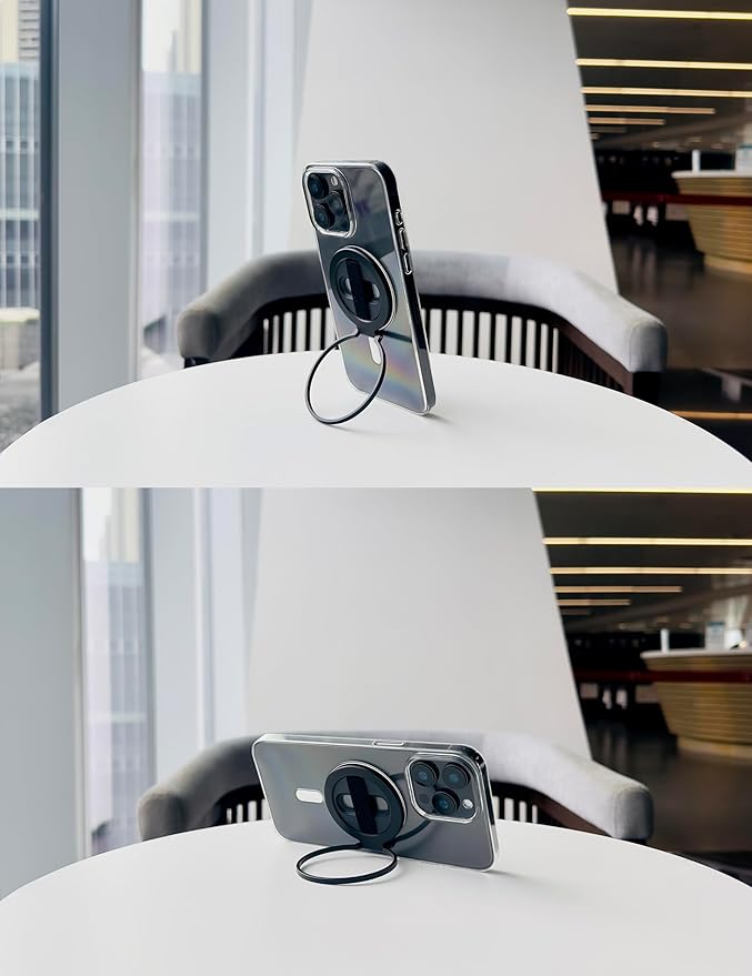 Grat 2 Magnetic Phone Grip Kickstand, [Elastic Finger Strap] Phone Loop Holder, Dual-Sided Magnet Ring Stand Compatible with Magsafe Series iPhone 16 15 14 13 12 Pro max, Black