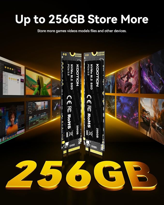 KOOTION 256GB NVMe M.2 PCIe 2280 SSD | Gen3x4 Internal Solid State Drive Hard Drive Up to 3000MB/s | Compatible with Laptop & PC Desktop