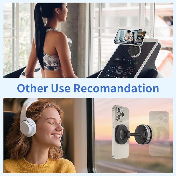 Vacuum Suction Magnetic Phone Holder, 2025 Upgraded Foldable Retractable Magnet Suction Cup Phone Mount for Car, 360° Adjustable Magnetic Phone Stand for Cars/Gyms/Mirrors/Smooth Surface