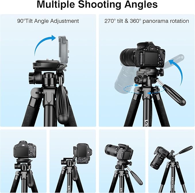 Tripod for Camera, 72" Tall Camera Tripod Monopod with Remote, Professional Heavy Duty Compact Camera Stand for Phone,DSLR, Spotting Scope, Telescope, Binocular