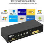 CKLau 4 Port 450MHz USB Auto VGA KVM Switch with Audio and Cables, Monitor Switch for Multiple Computers Support Windows, Linux, Mac, Debian, Ubuntu, Fedora, Raspbian, Ubuntu