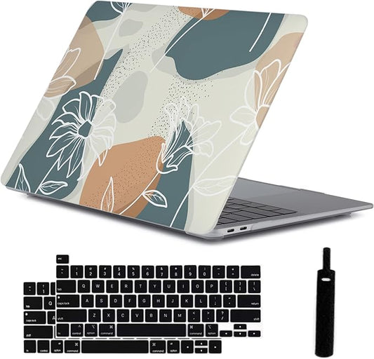 LanBaiLan Compatible for MacBook Pro 13 inch with Touch Bar 2022 2021 2020 2019 2018 2017 2016 M1 M2 Chip A2338 A2289 A2251 A2159 A1989 A1706 A1708, Laptop Hardshell Case & Keyboard Cover,Art Flower