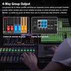 Professional Audio Mixer, 12 Channel Sound Board Mixing Console, Dual DSP Reverb Studio Mixer Board, Dual 7-Band EQ, 48V Phantom Power, 4 Group Stereo Output Input, PAD