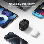 MOMAX European Travel Plug Adapter, Worldwide All in One Travel Adapter, International Power Adapter Wall Charger with 3 USB A and 1USB C Charging Ports for Travel Essentials (Type C/G/A/I)