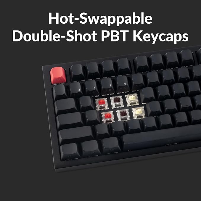 Keychron Q6 Max QMK/Launcher Wireless Bluetooth/2.4 GHz/USB-C Wired Custom Mechanical Keyboard, Full Size Programmable Knob RGB Backlit Hot-Swappable Gateron Red Switch for Mac Windows Linux - Black