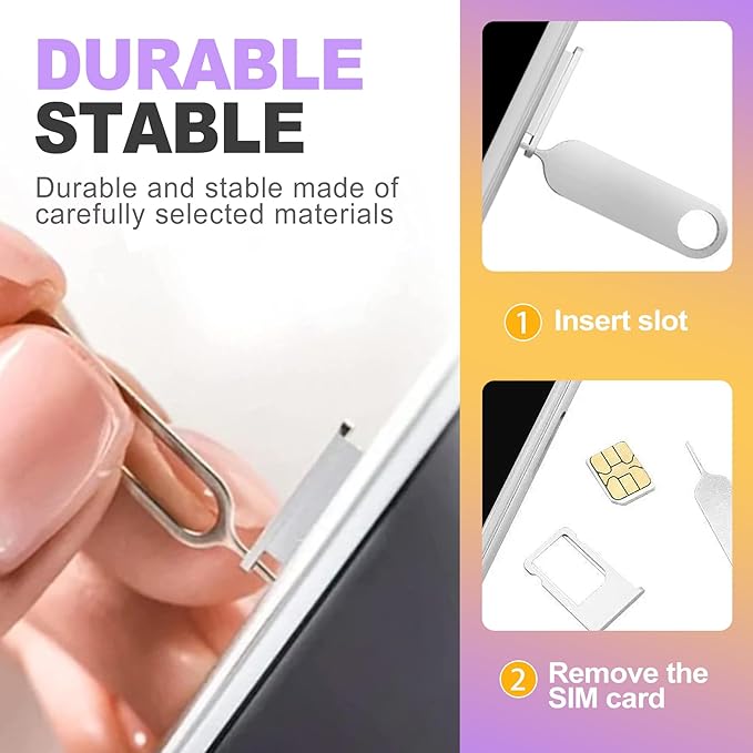 16 Pack SIM Card Ejector Tool Kit, Phone Tray Opener Pin for Easy Removal, Standard Key for Most Cell Phones, Tablets and Other Mobile Devices