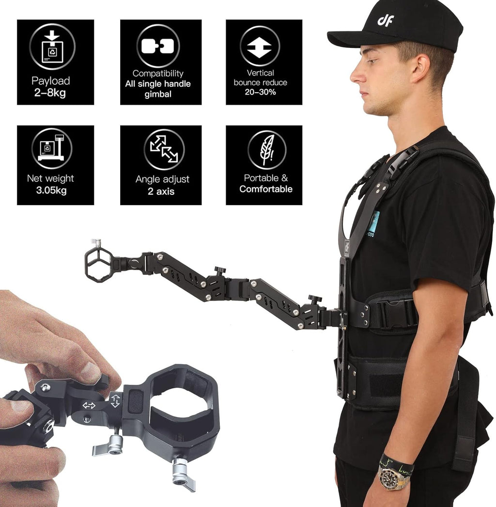 DF DIGITALFOTO THANOS-SE Support Vest Rig System,Filmmakers Kit Gimbal SteadyCam Axis Compatible with DJI RS4/RS 4 Pro/RS2/RS 3 PRO Mini,ZHIYUN Crane 3S for Videographer Smoothing footage 4.4-17.6 lbs