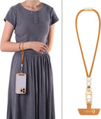 Cell Phone Lanyard Detachable Phone Chain Strap Leather 2-in-1 anti theft phone strap Multifuctional Compatible with Most Smartphones