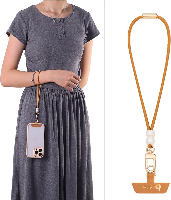 Cell Phone Lanyard Detachable Phone Chain Strap Leather 2-in-1 anti theft phone strap Multifuctional Compatible with Most Smartphones