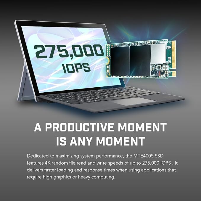 Transcend 1TB MTE400S M.2 2242 PCIe Gen3x4 SSD, Compatible with Ultra-Thin Laptops, Dram-Less Low Power, Up to 2000MB/s, TLC - TS1TMTE400S