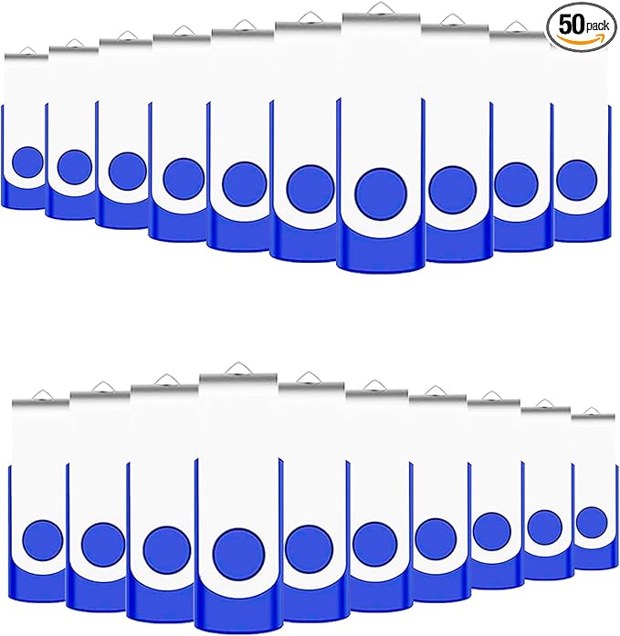 1GB Bulk Flash Drives 50 Pack, EASTBULL USB 2.0 Metal Flash Drive Bulk Swivel Thumb Drives Pack (Blue)