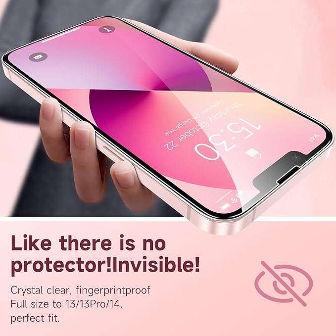 Fotbor for [3 Pack] iPhone 16e/13/13 Pro/14 Screen Protector Glass, 9H Tempered Glass Case Friendly HD Film Accessories iPhone 16e 13 13Pro 14 6.1"