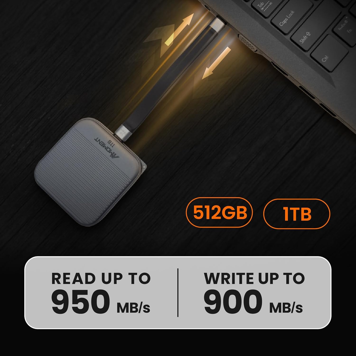 MMOMENT 1TB Magnetic External Portable SSD – 950MB/s Read – for ProRes 4K – Phone SSD Compatible with MagSafe, USB-C, USB-A, iPhone 15/16, Mac, PC (MU P100)